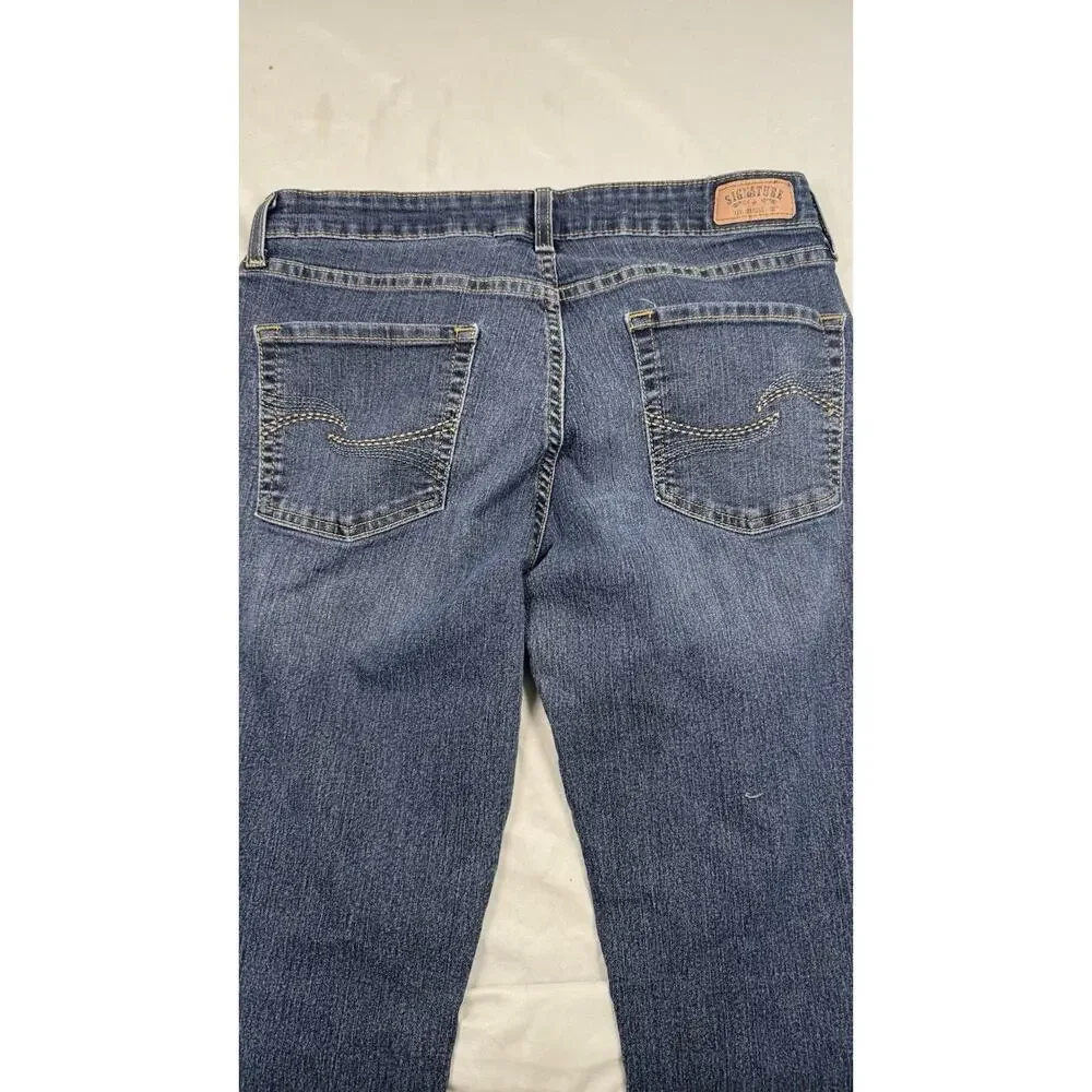 Signature Levi Strauss Bootcut Jeans Womens 32x34 Blue Wash Mid Rise Stretch